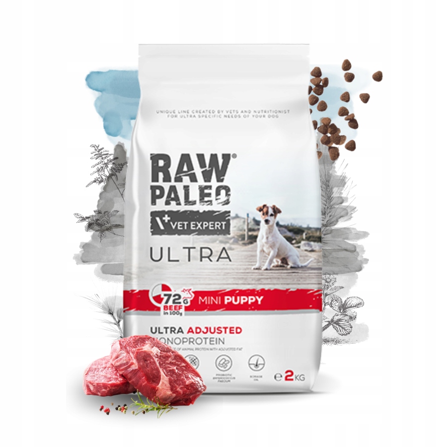 Raw Paleo Ultra Mini Puppy krmivo pro štěňata Hovězí Maso malých plemen 2kg