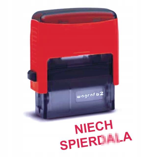 

czerwona Pieczątka Napis niech Spierd***