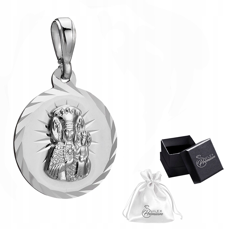 Medailon Přívěsek stříbro pr.925 Panna Maria Čenstochovská Dárek Svaté Přijímání