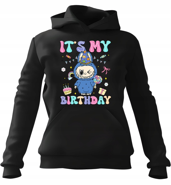 pánská mikina s kapucí Labubu Birthday 1 M pro muže, muže a muže