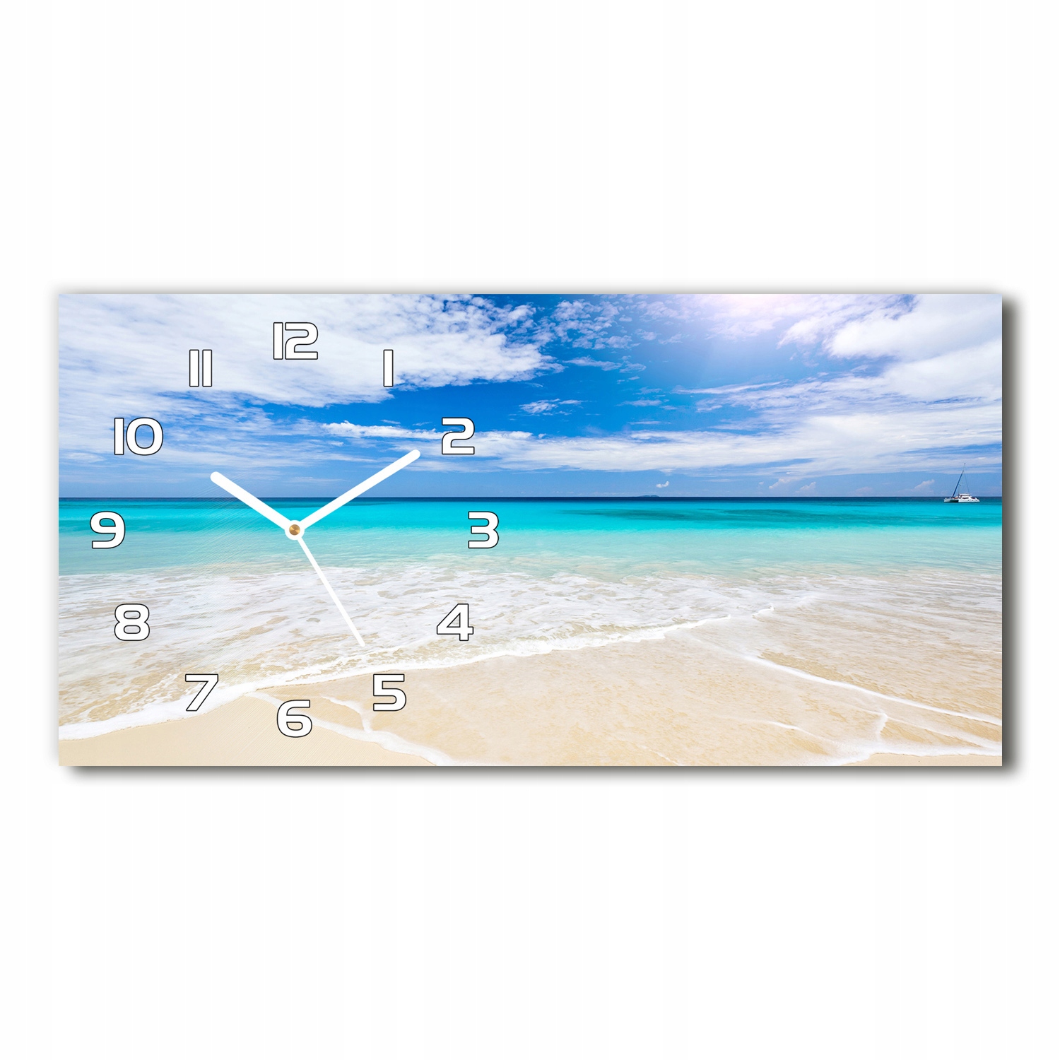 

Zegar ze szkła na ścianę Tropikalna plaża 60x30 cm