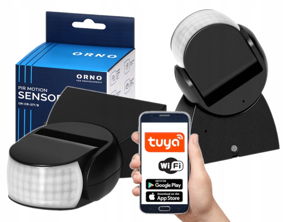 Czujnik Ruchu Zmierzchu 180° 1200W Wifi App Tuya IP65 Ścienny Zewnętrzny