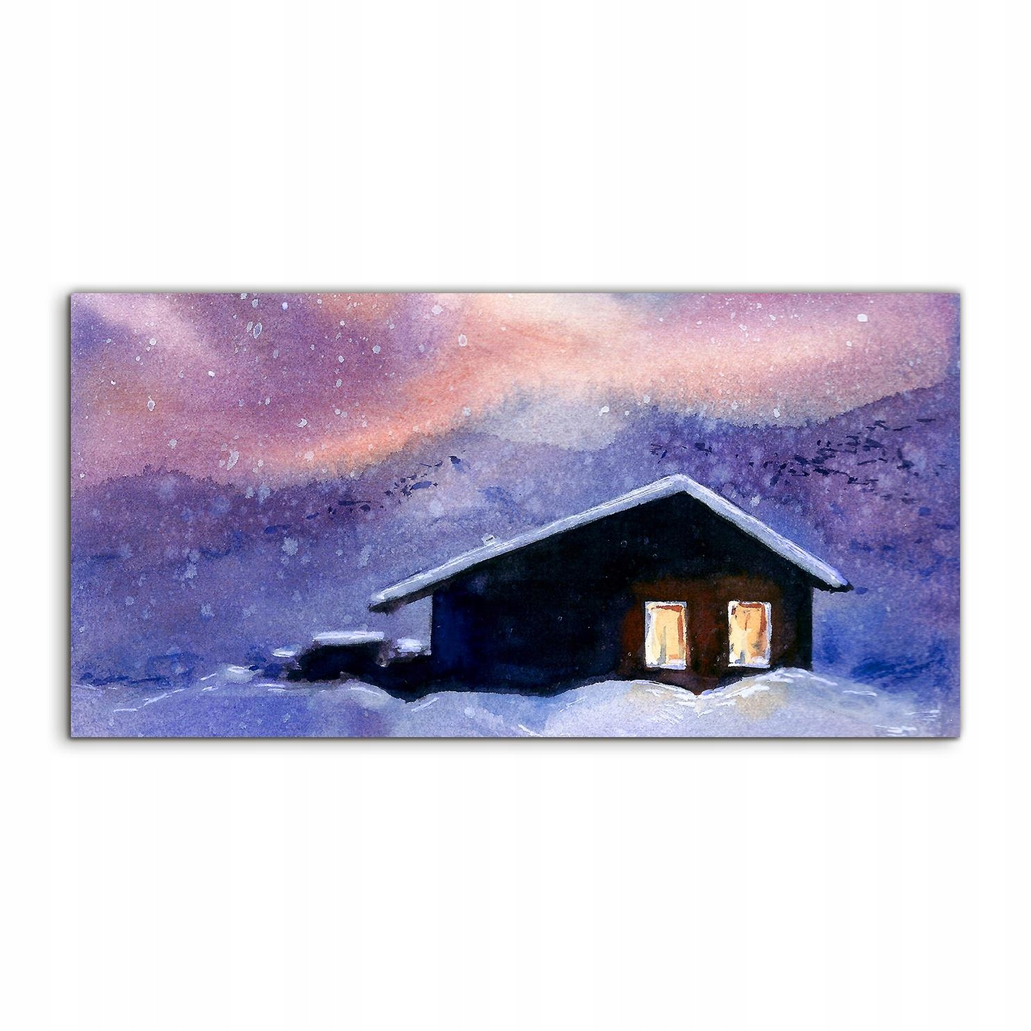 Akrylový obraz 100x50 s grafikou Akvarely Vianočná zima