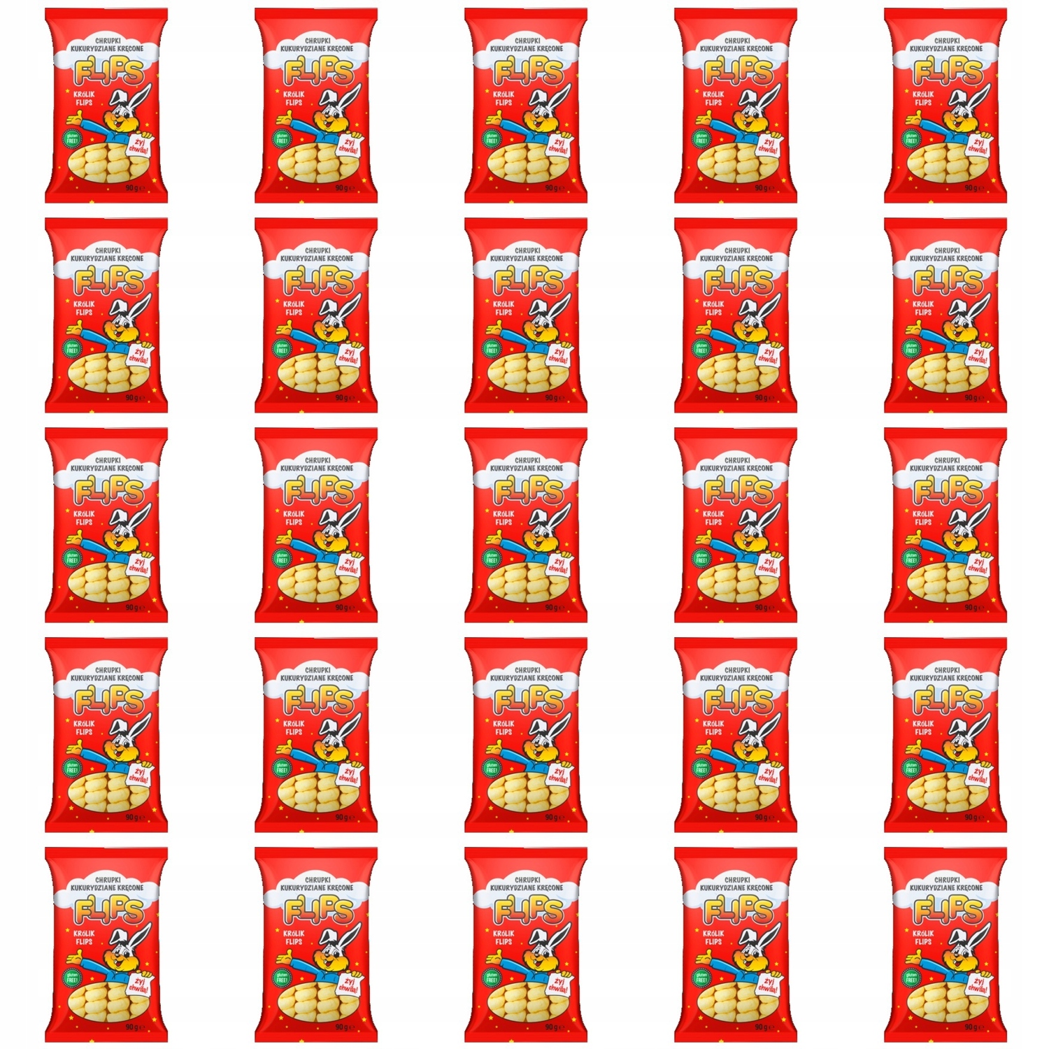 25x 90g Flips chrupki kukurydziane kręcone Karton