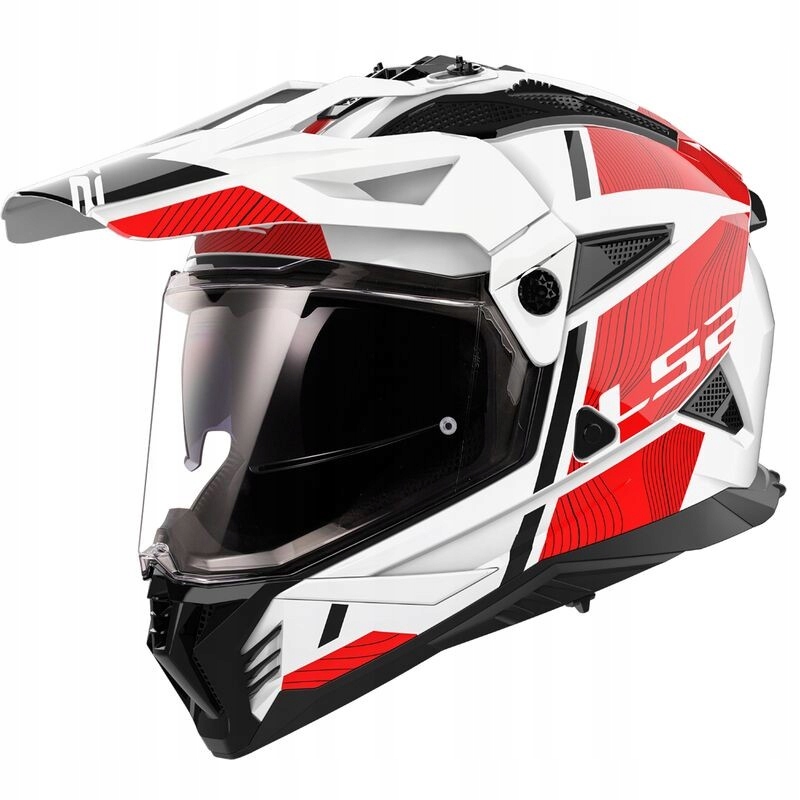 Prilba LS2 MX702 Pioneer II Hill Bielo-červená enduro cross off-road, veľkosť L