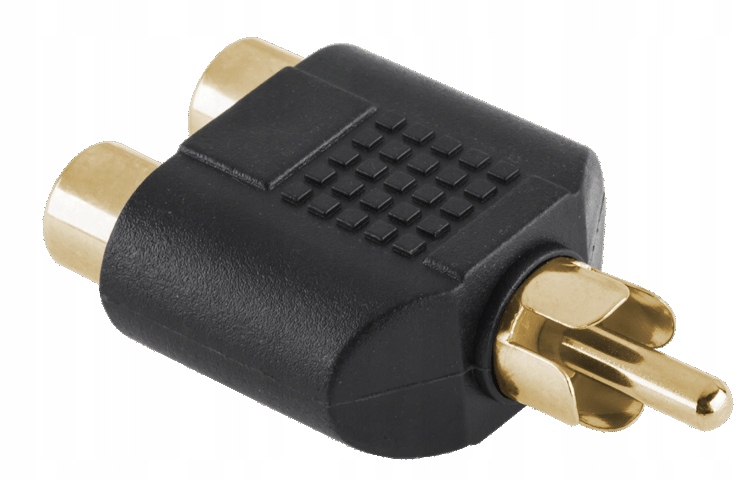Adapter Przejście wtyk RCA - 2x gniazdo RCA złoty