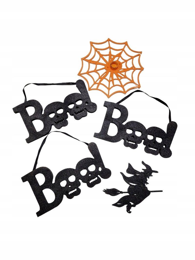 Duże dekoracje Halloween halloweenowe Boo brokat