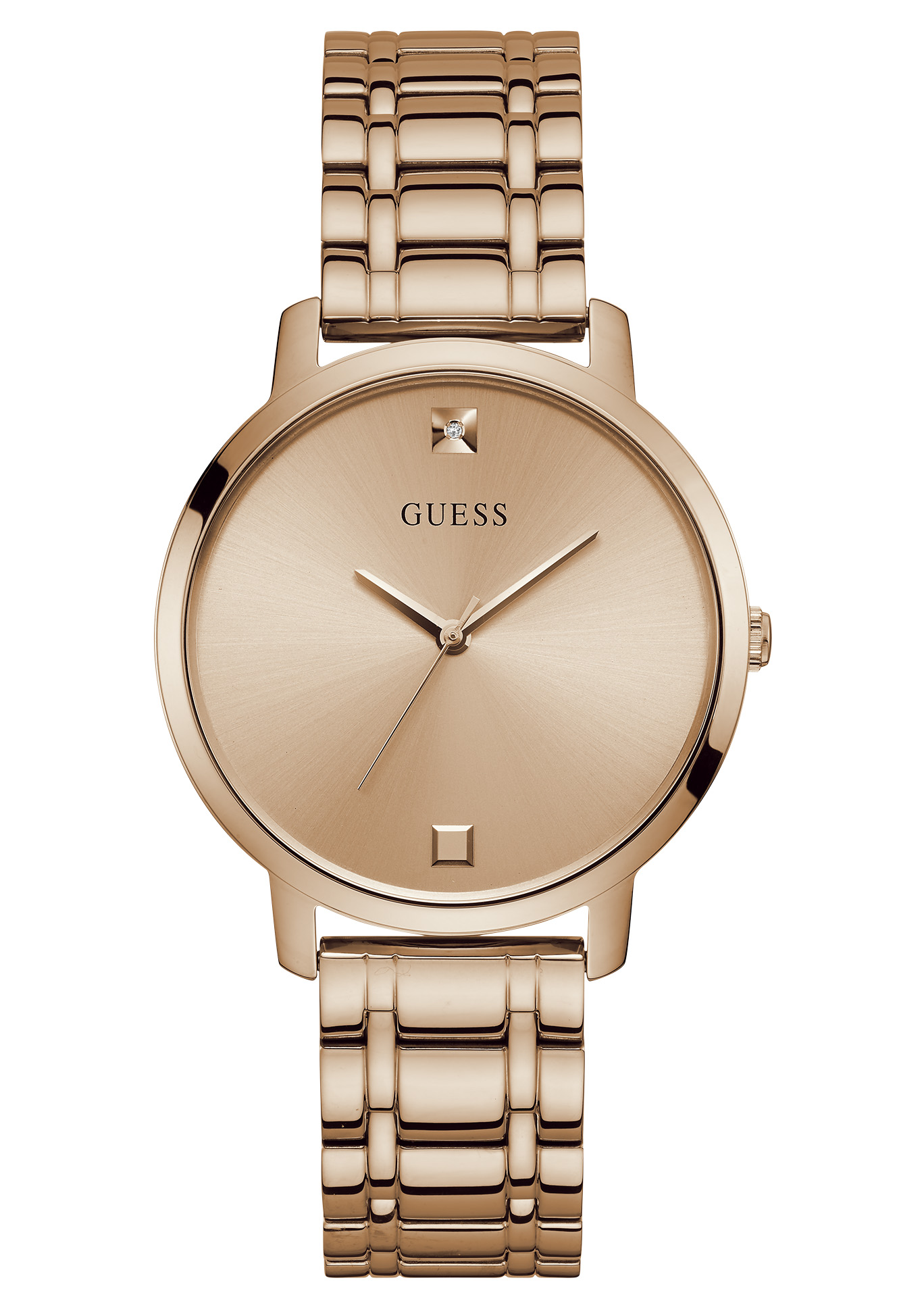 Zegarek damski na bransolecie Guess modny z diamentem różowe złoto