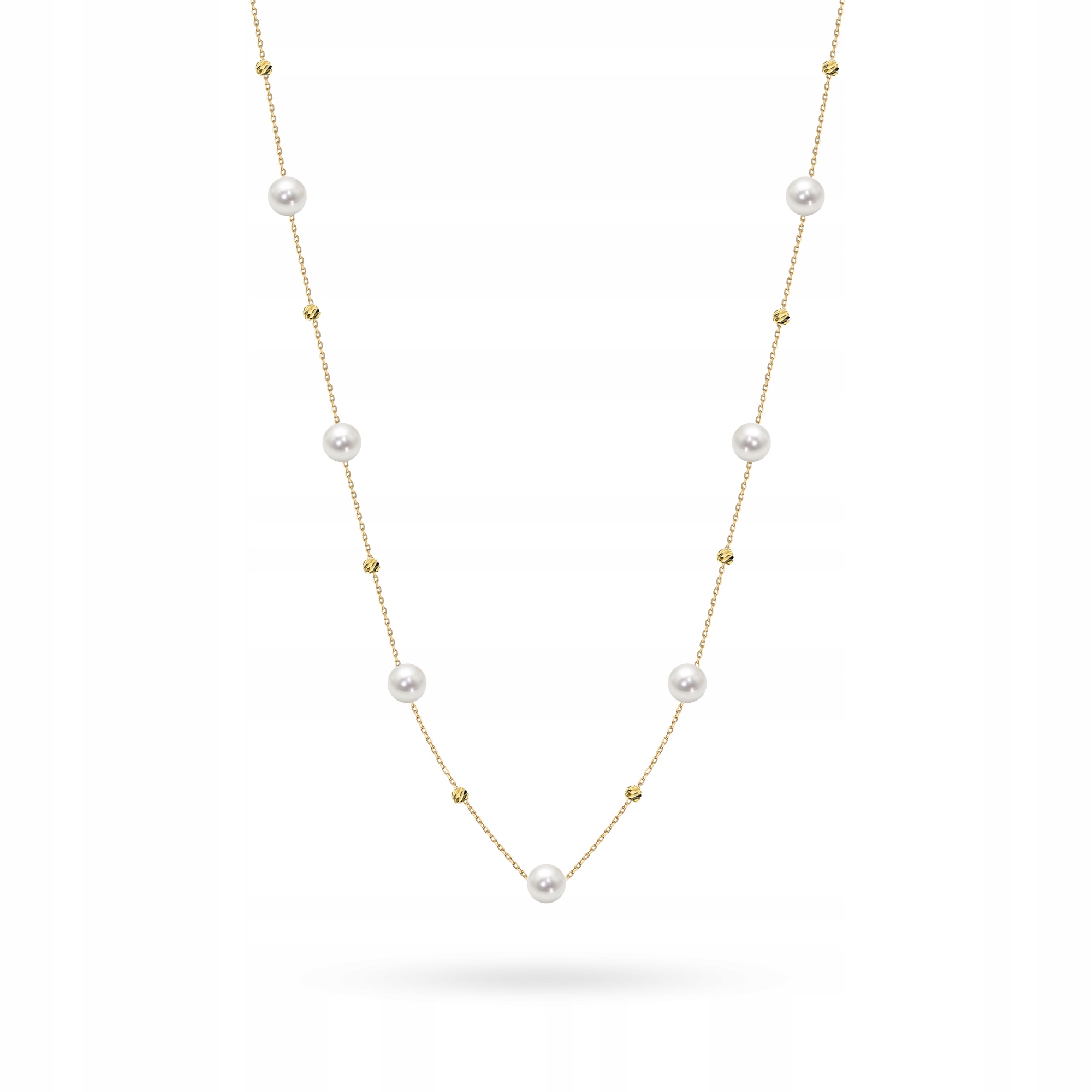 Zlatý Náhrdelník Řetízek Dámský pr. 585 s perličkami a kuličkami 14k