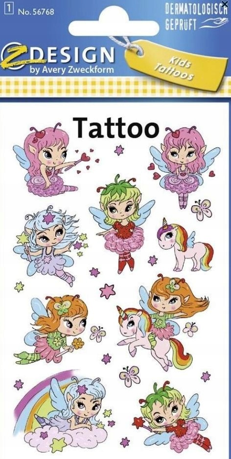 TATUAŻE TATOO DLA DZIECI ZMYWALNE WRÓŻKI