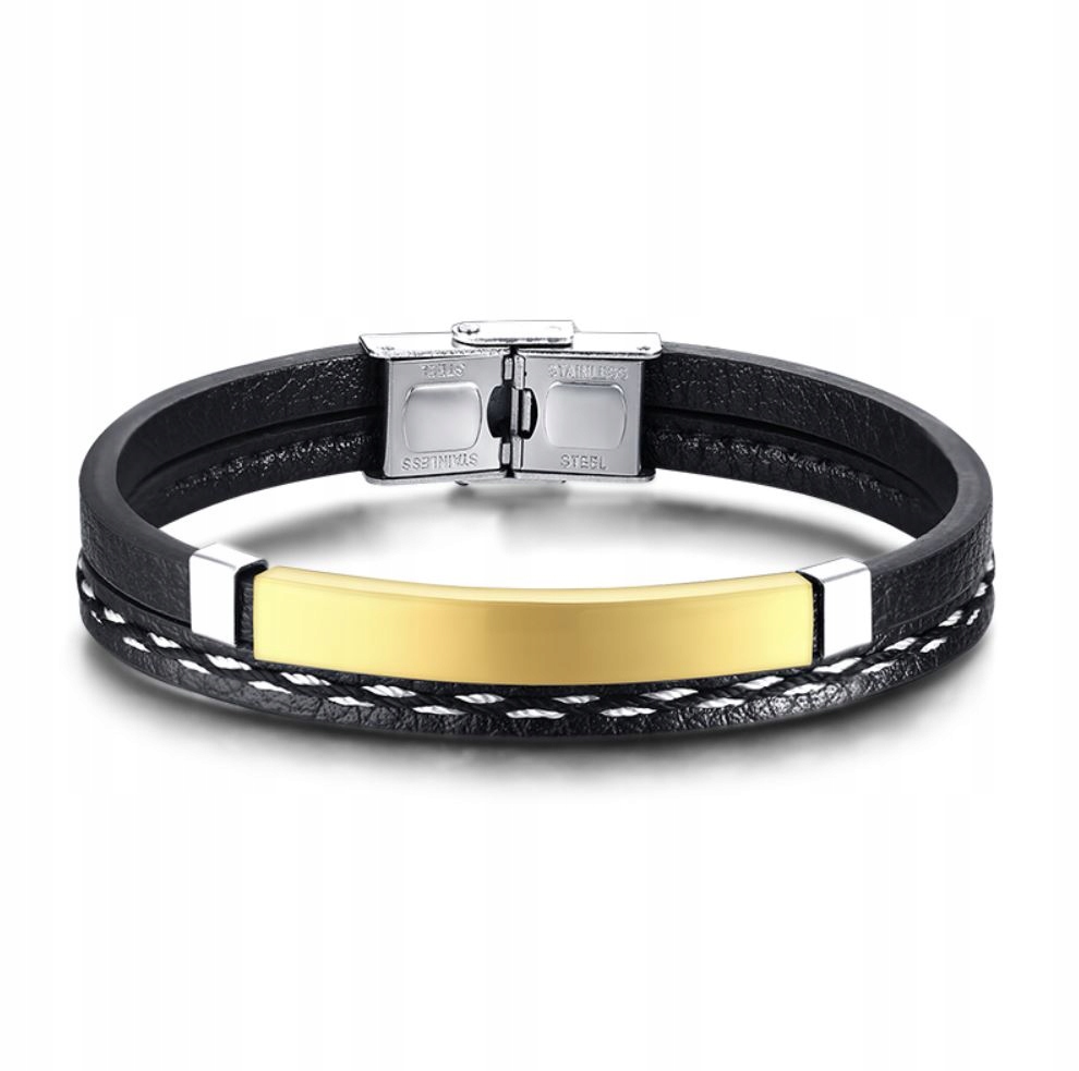 

Bransoletka Skórzana Męska Stal Skóra