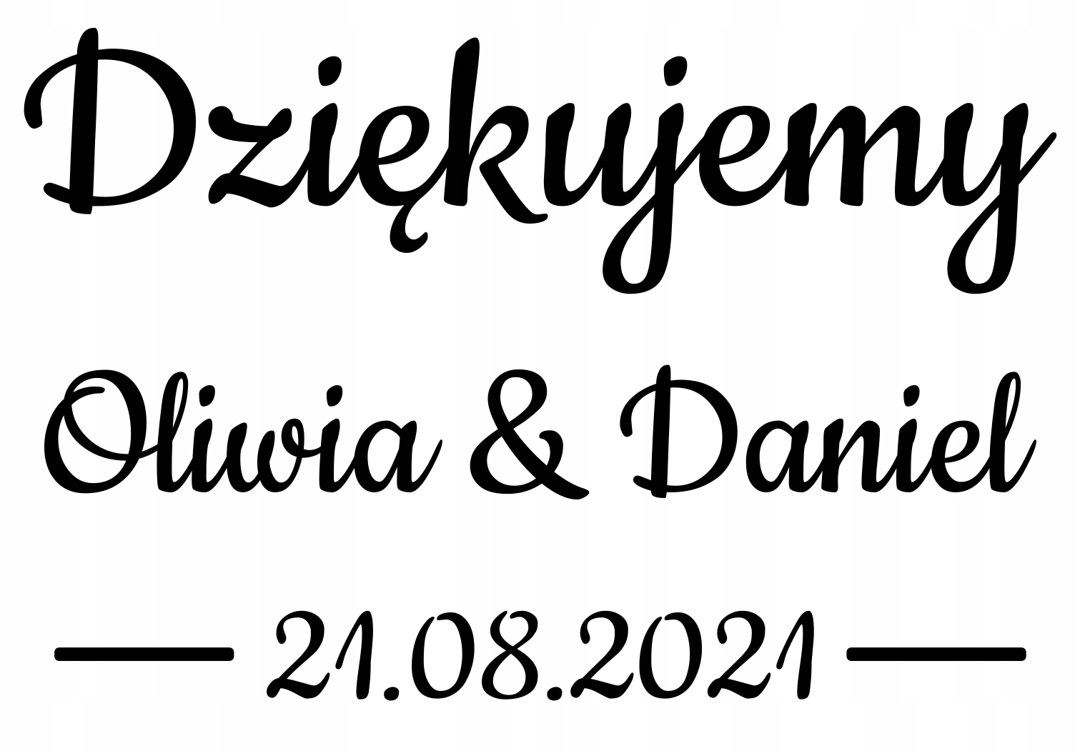 naklejka PODZIĘKOWANIA Twoje imiona i data 23x15cm