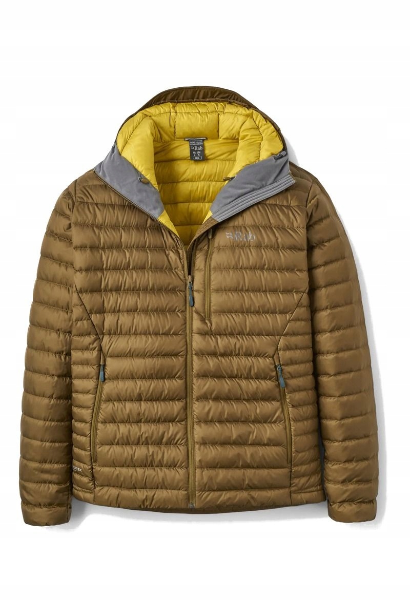 Rab Pánská péřová bunda Microlight Alpine hnědá/žlutá velikost L