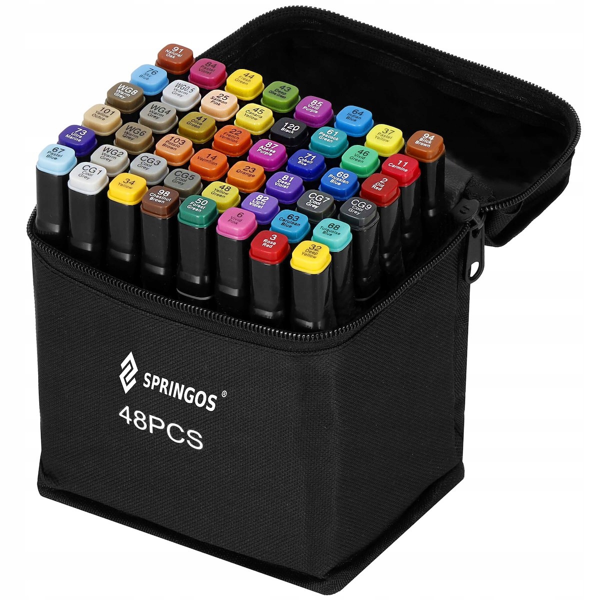 MARKERY ALKOHOLOWE PISAKI DWUSTRONNE ZESTAW 48 szt. FLAMASTRY + TORBA ETUI Stan opakowania oryginalne
