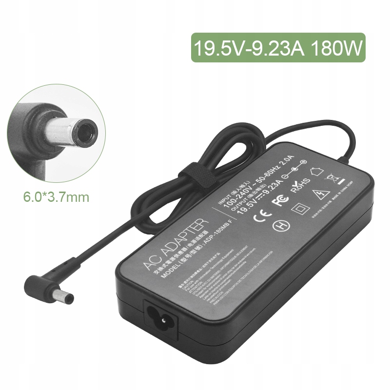 Zasilacz ładowarka do Asus 19V 9.23A 180W 6.0x3.7mm +pin Kabel Zasilający