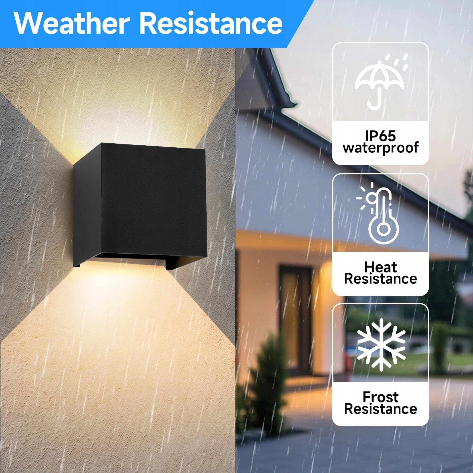 PHILIPS 4x Czarnych LED Lamp Ściennych IP65 9W 3000K Wnętrz/Zewnątrz — miniatura 3