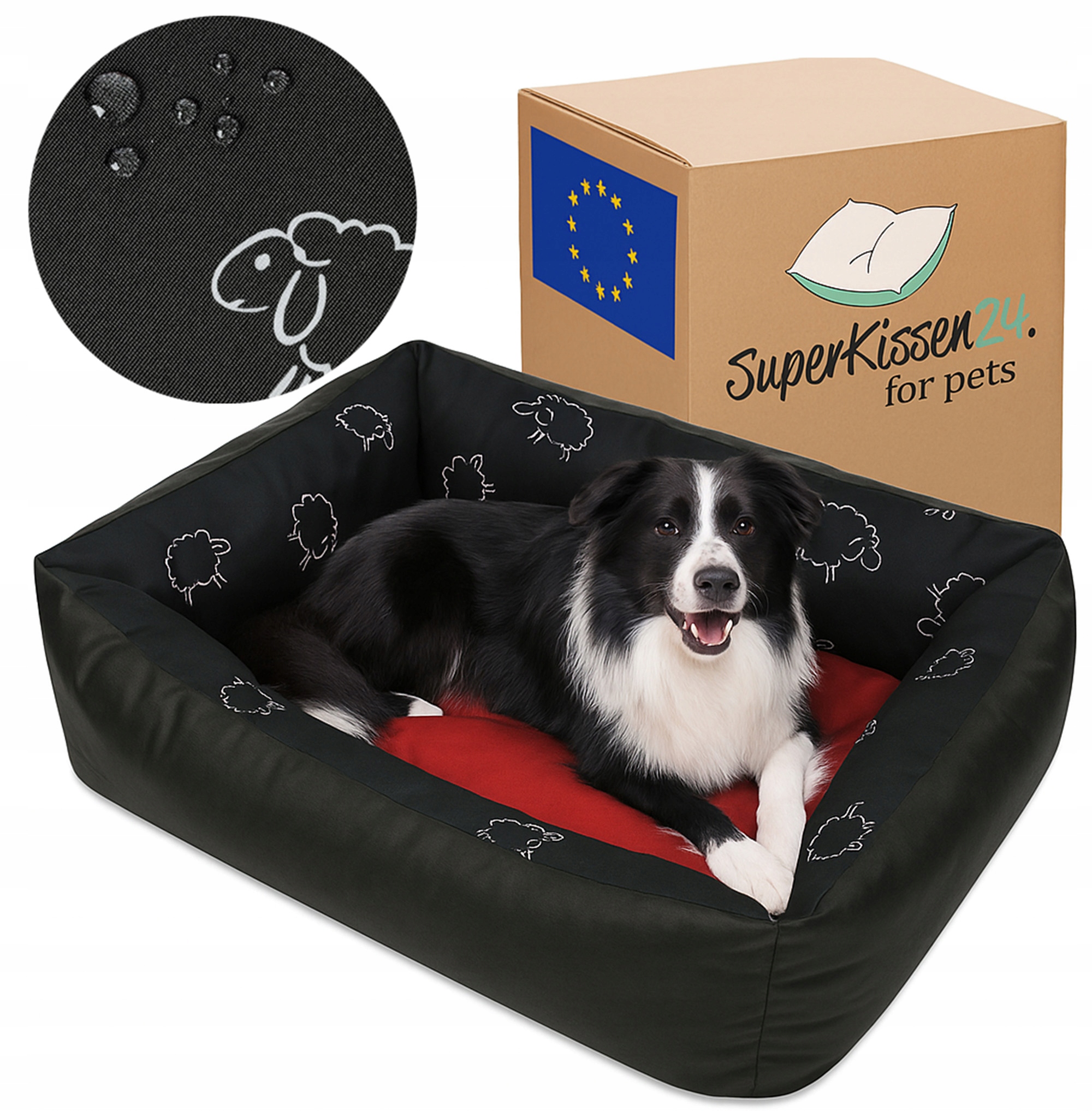 Levně Pelíšek pro psa 85x65 vínový Sheep vodotěsná potah pohovka kotec