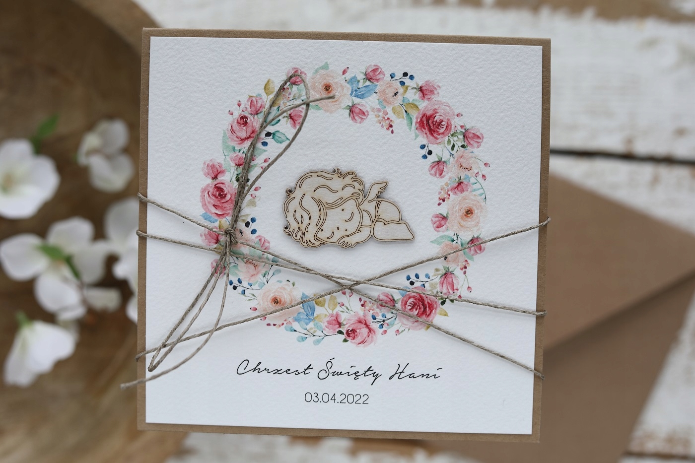 Ručně vyráběné přání na křtiny od matky křest