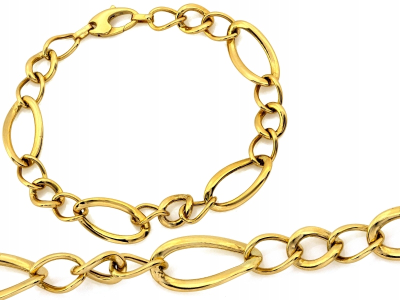 Efektní zlatý náramek 585 velké články r18 bez kamenů jako dárek 14k