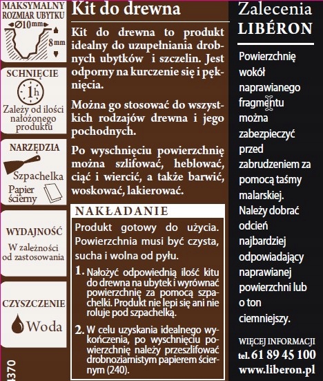 Kit Do Drewna Liberon 150g ORZECH Stan opakowania oryginalne