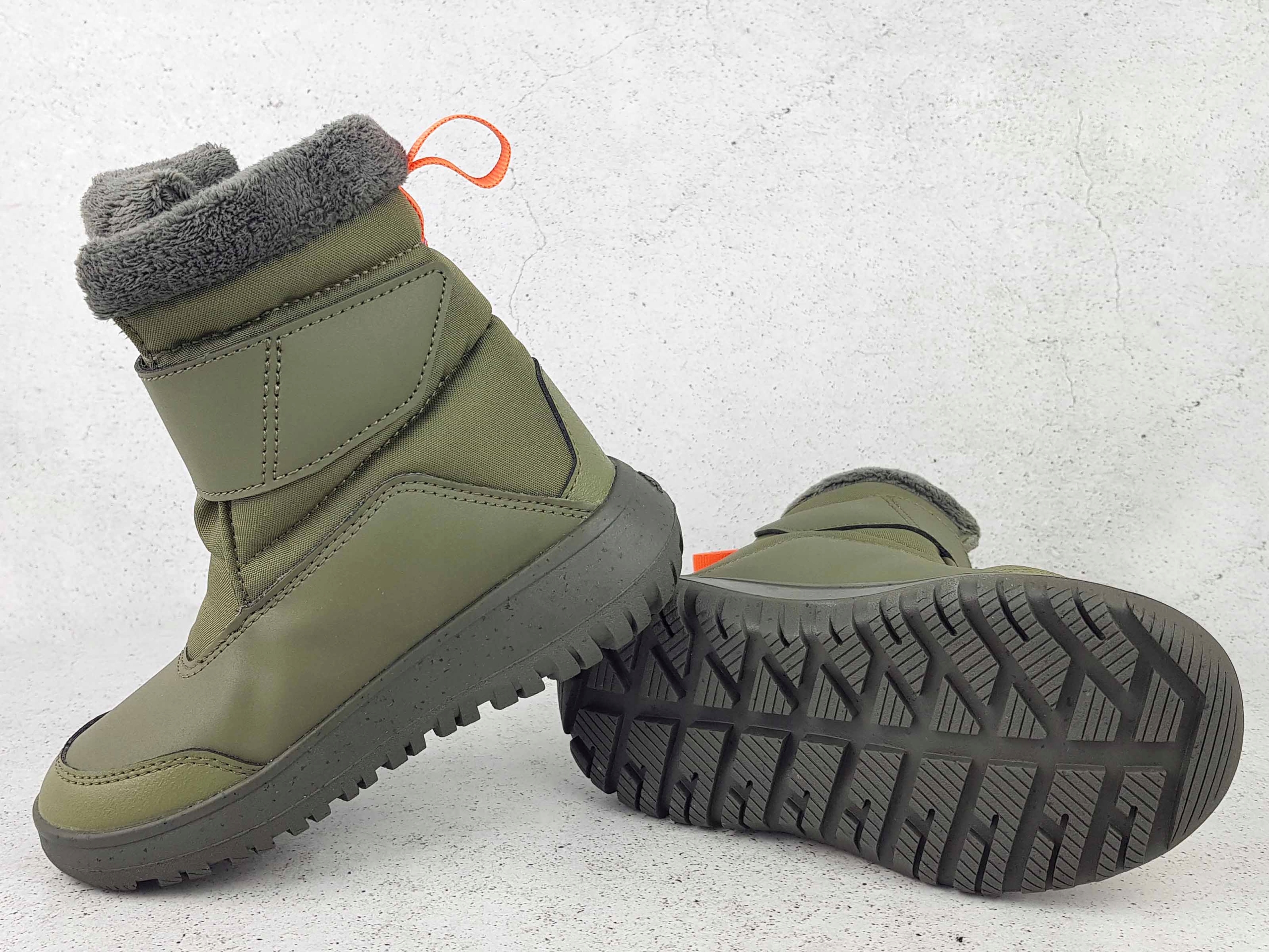 ADIDAS WINTERPLAY GZ6797 BUTY ZIMOWE ŚNIEGOWCE OCIEPLANE ZIELONE RZEP Materiał tkanina