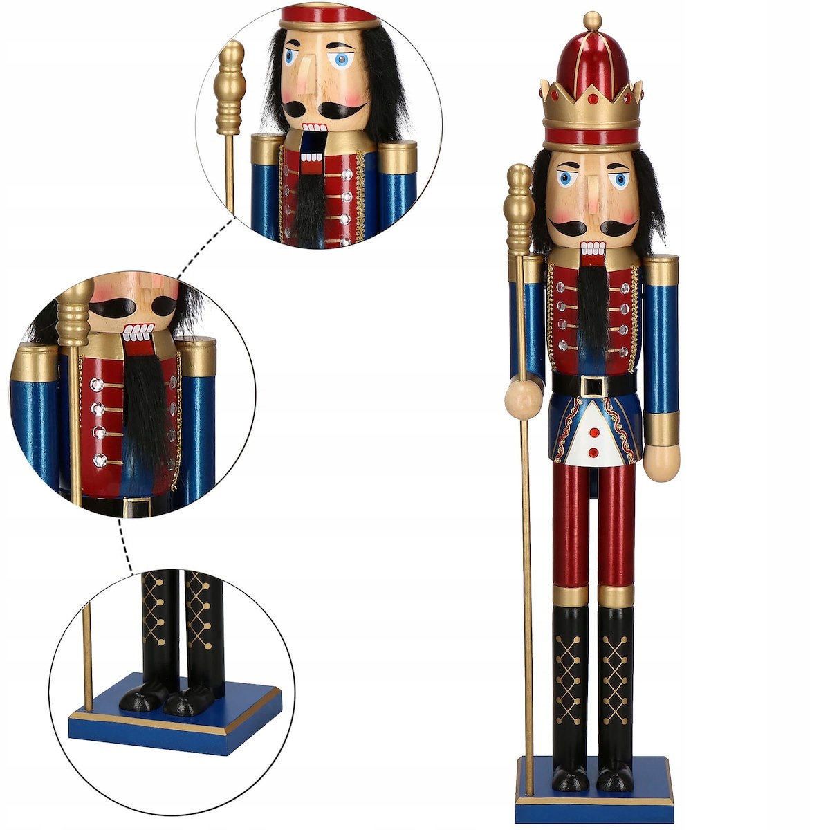 DREWNIANY DZIADEK DO ORZECHÓW XXL 90cm PREMIUM figurka OZDOBA ŚWIĄTECZNA Marka Springos