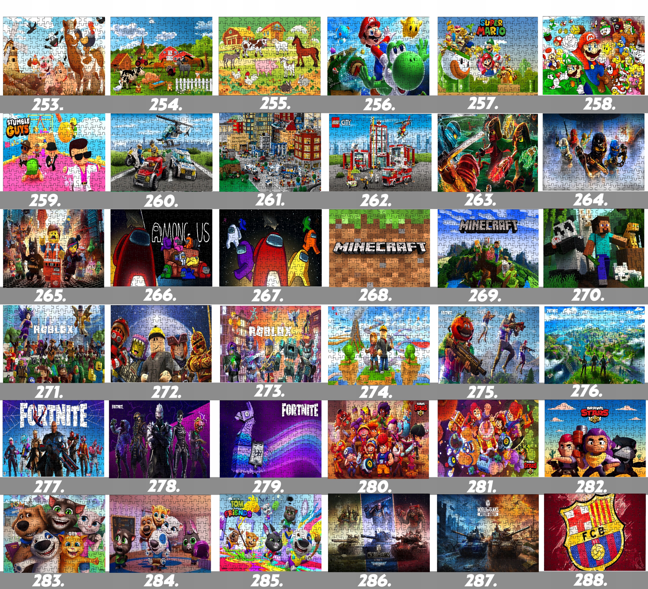 Puzzle układanka 192el:MŁODZI TYTANI WZORY+PUDEŁKO Materiał papier