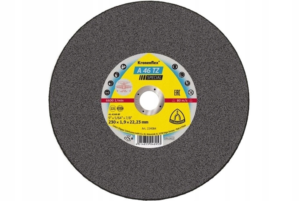 Tarcza T41 230x1,9x22,23 mm A46 TZ SPECIAL INOX KLINGSPOR (224084) EAN (GTIN) 4014855048953