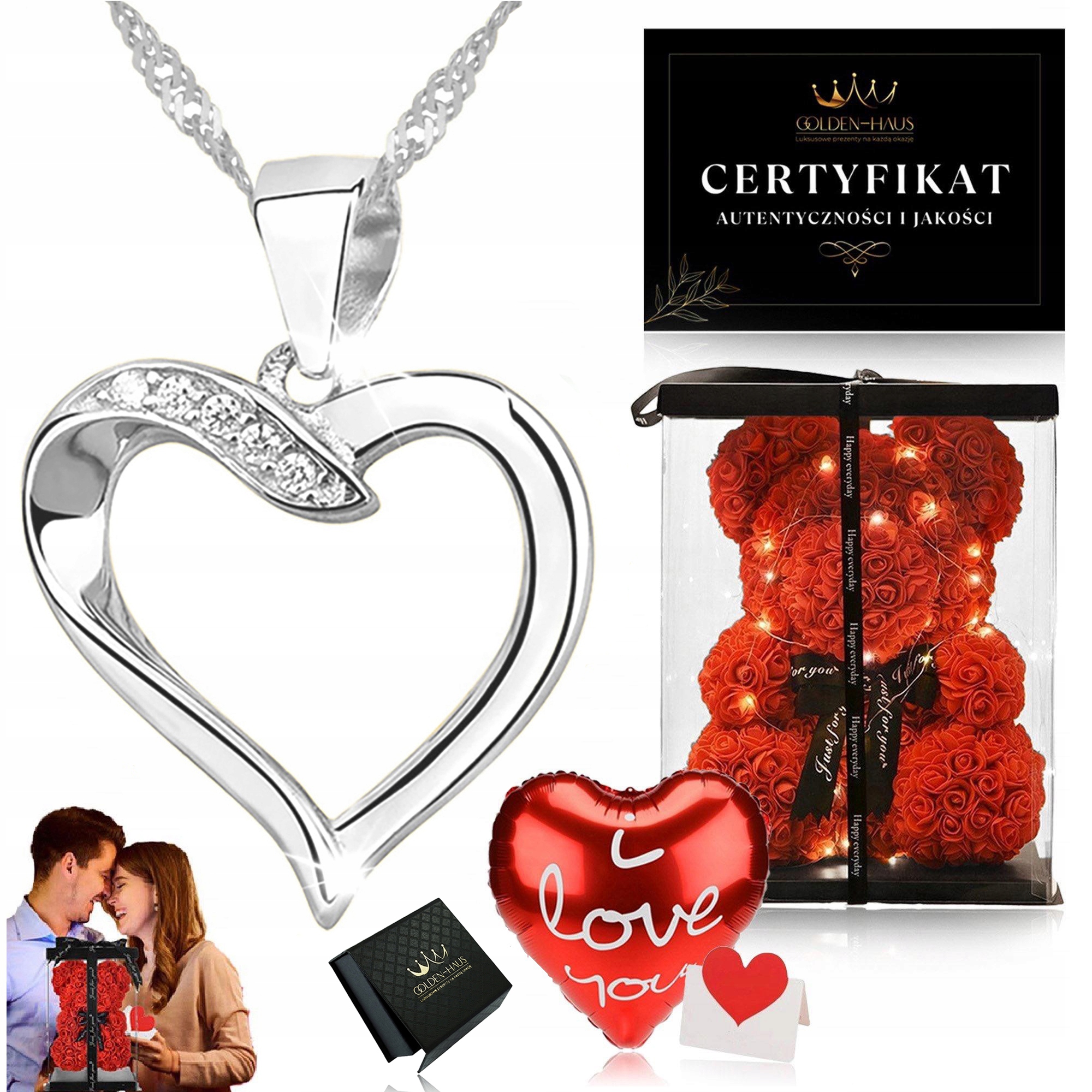 Stříbrný Řetízek Singapur Srdce Se Zirkony Stříbro Ryzosti 925 Medvídek Z Růží