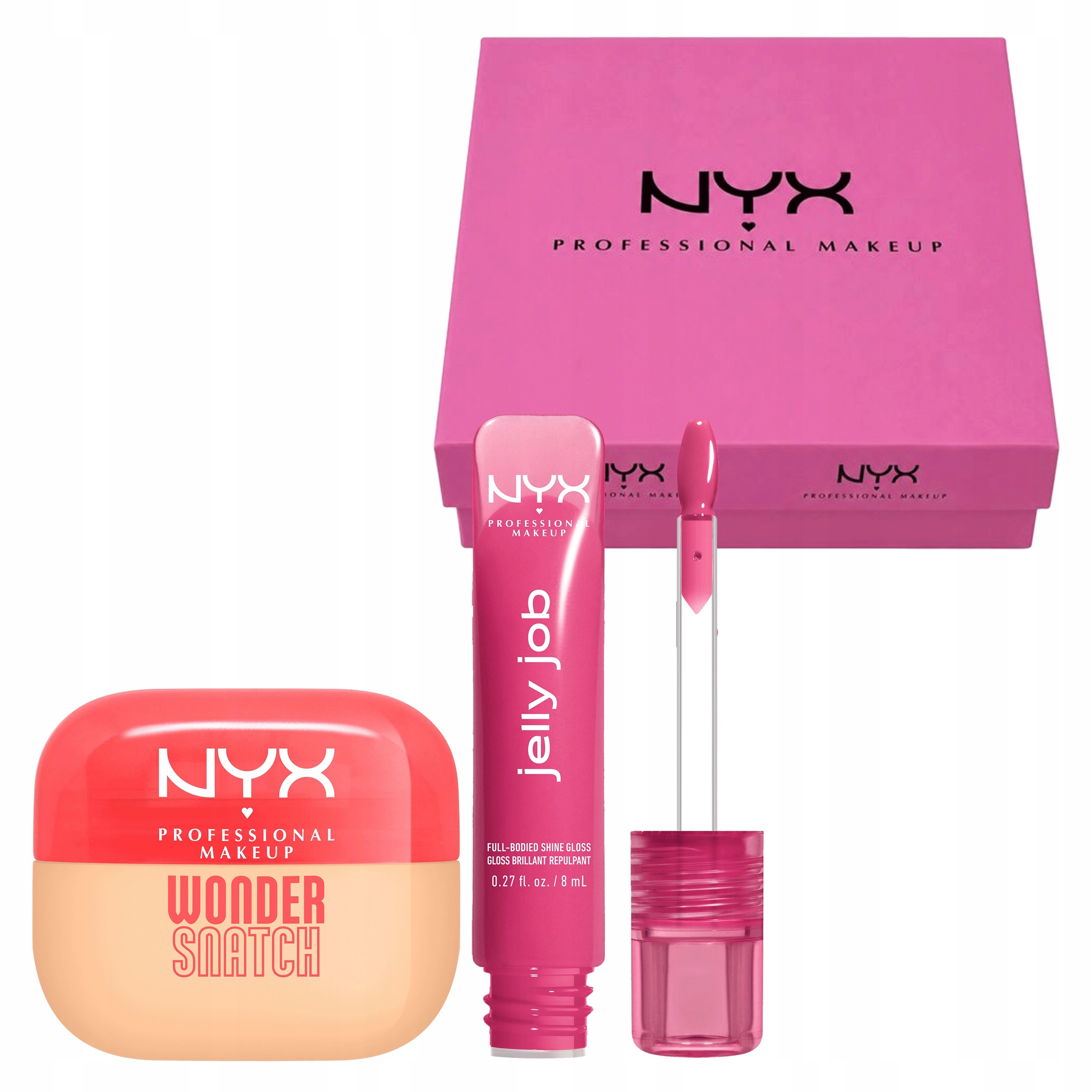 Zestaw Nyx Błyszczyk Jelly Job 9 Puder Sypki Wonder Snatch Peach Posse