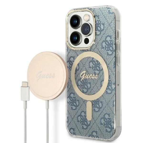 Sada Guess pouzdro bezdrátová nabíječka GUBPP14XH4EACSB pro Apple iPhone 14