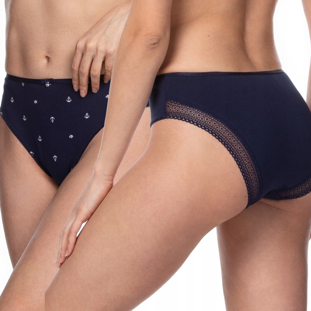 Kalhotky Lama Kalhotky Bikini L-1454BI 2-BALENÍ Bavlněné, Tmavě Modré, L
