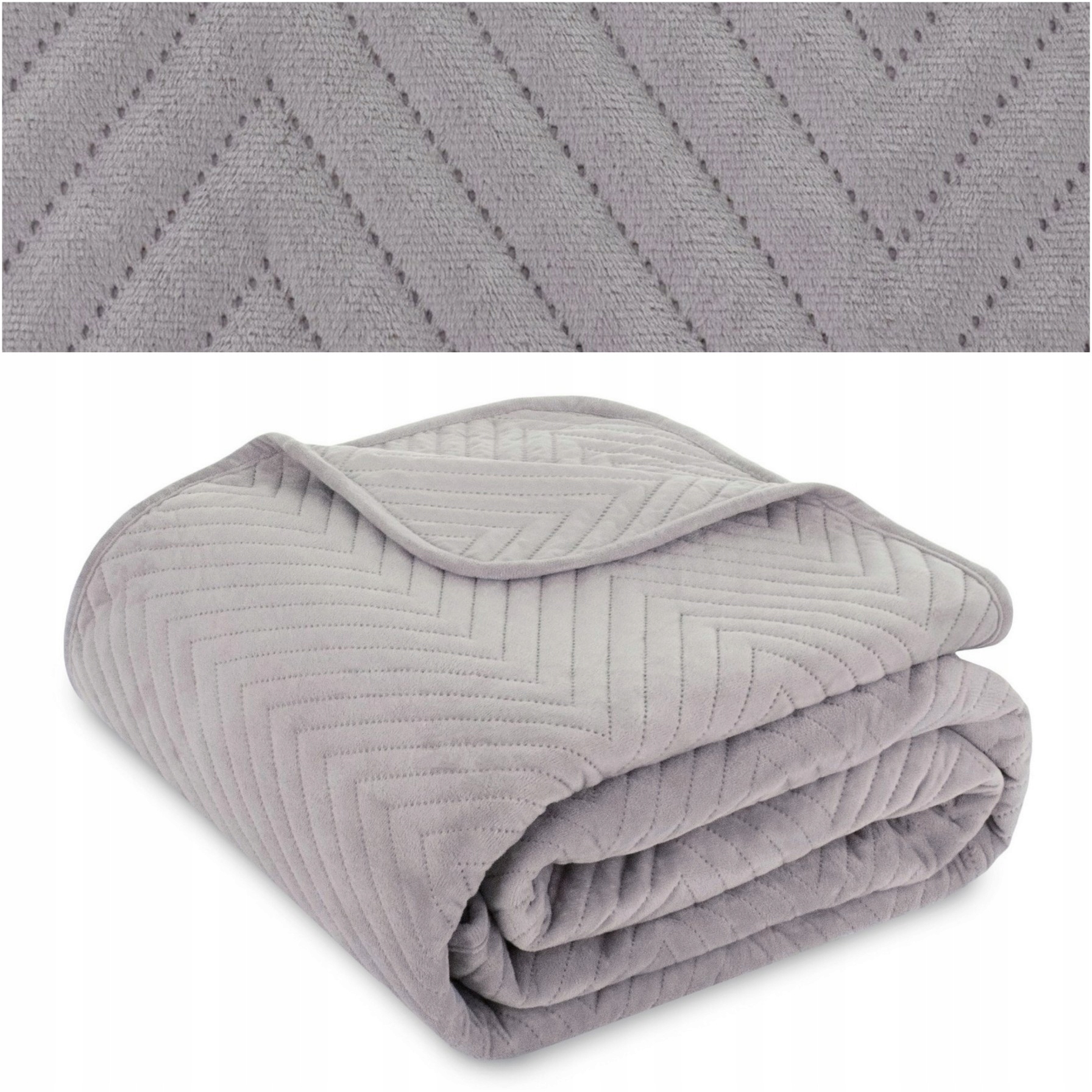 Přikrývka na postel gauč 170x210 prošívaná jedle Welur Caden Stříbrná