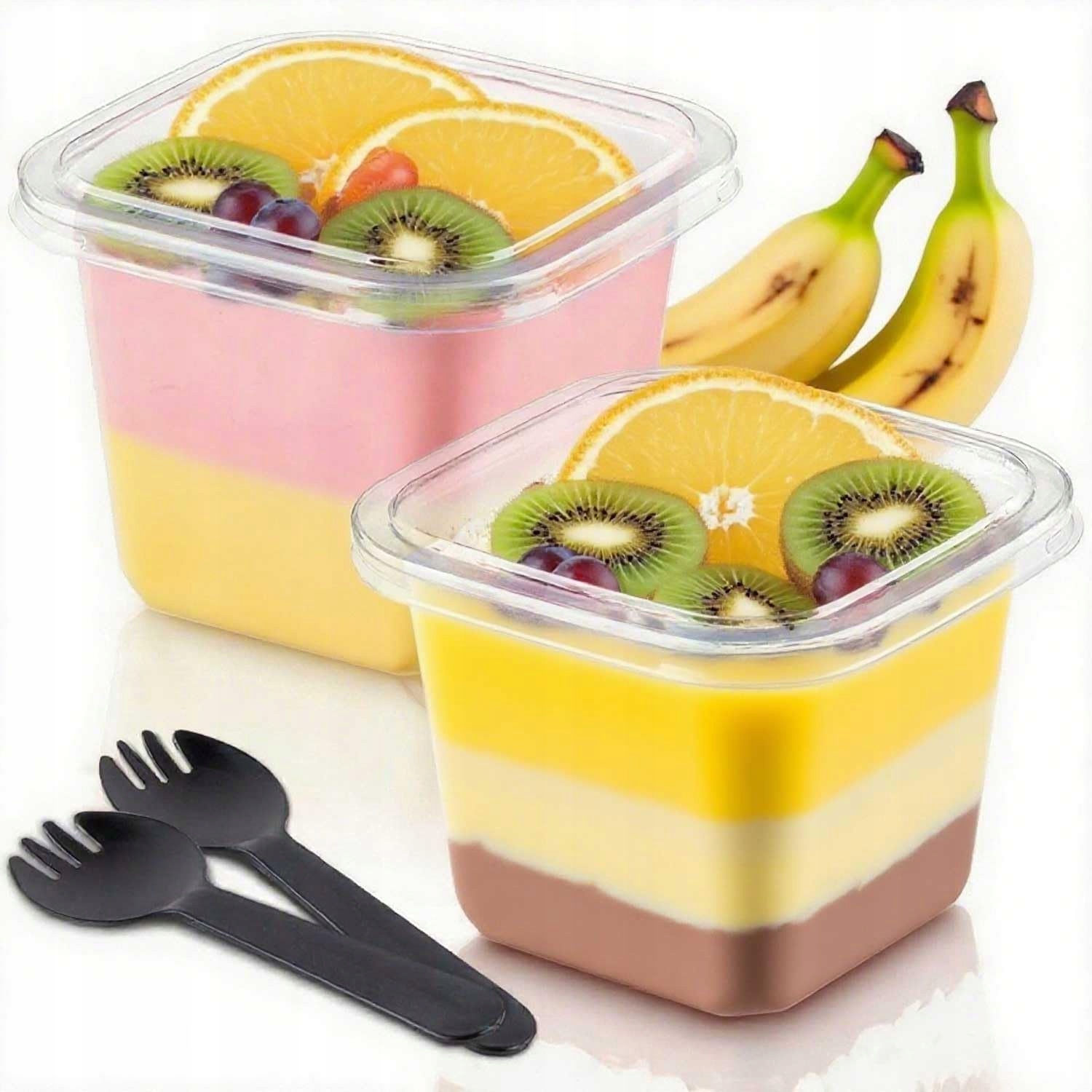 Desertové Pohárky S Víčky A Lžičkami 360 ML – 50 Kusů