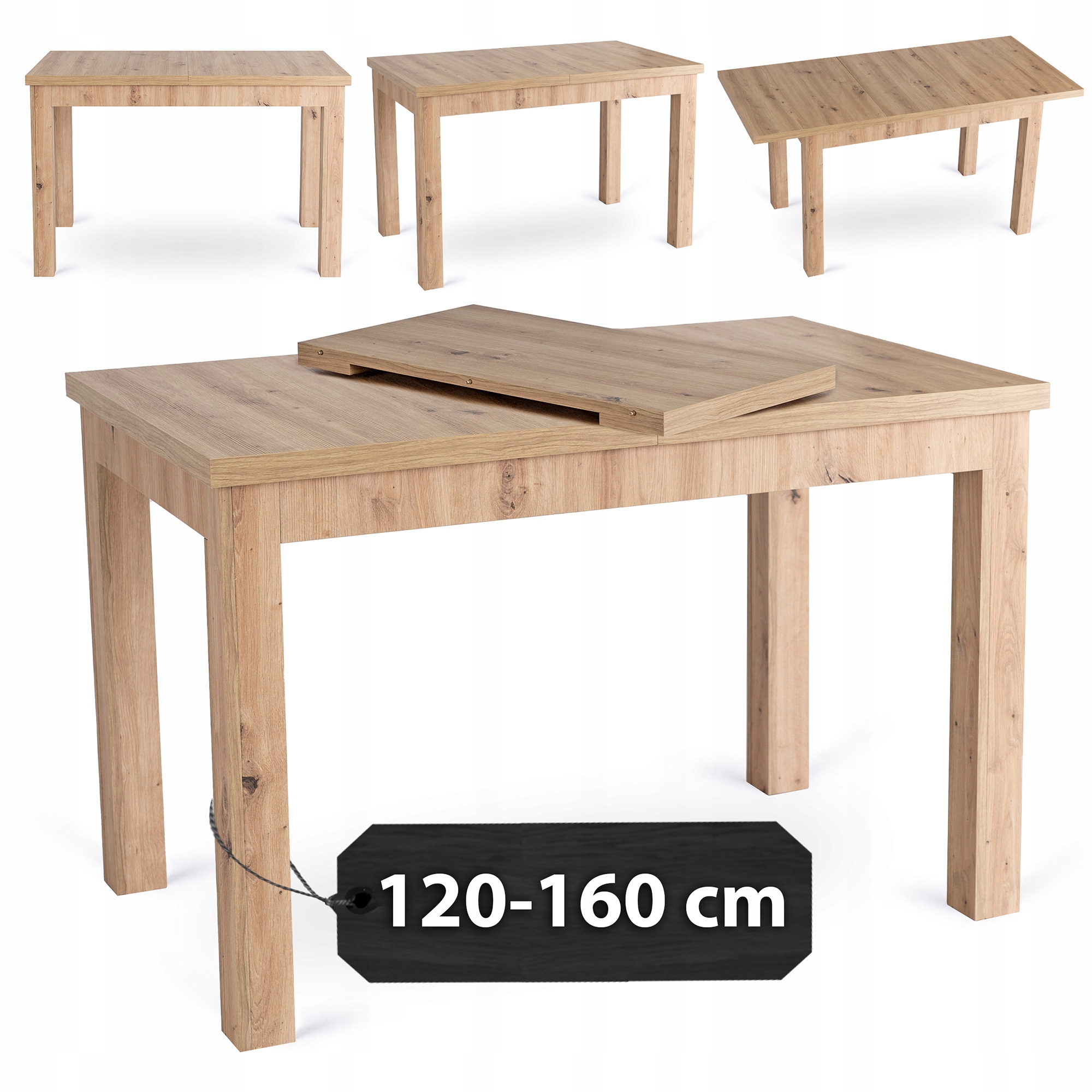 Skubi – Stylový rozkládací stůl 120-160 Dub Artisan Loft, obývací pokoj, jídelna