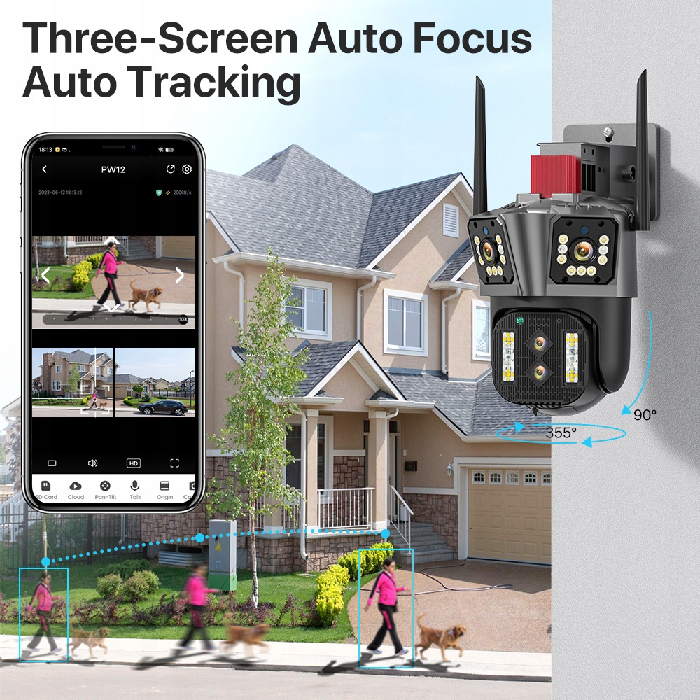 POTRÓJNA PANORAMICZNA KAMERA MONITORINGU OBROTOWA 6MPX LAN WiFi Zoom x 10 Kod producenta XM 8M