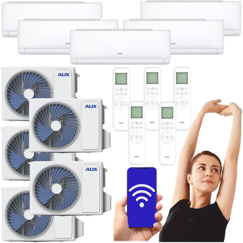 Klimatyzator Ścienny Aux Q-smart Eco 2,7 kW WiFi Grzanie Lampa Uv 5 szt.