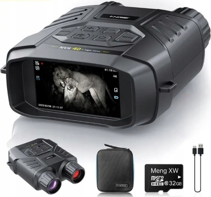 Noční vidění dalekohledová kamera pro noční vidění 4K Ultra Hd Ir 32GB Fnirsi NVS-40