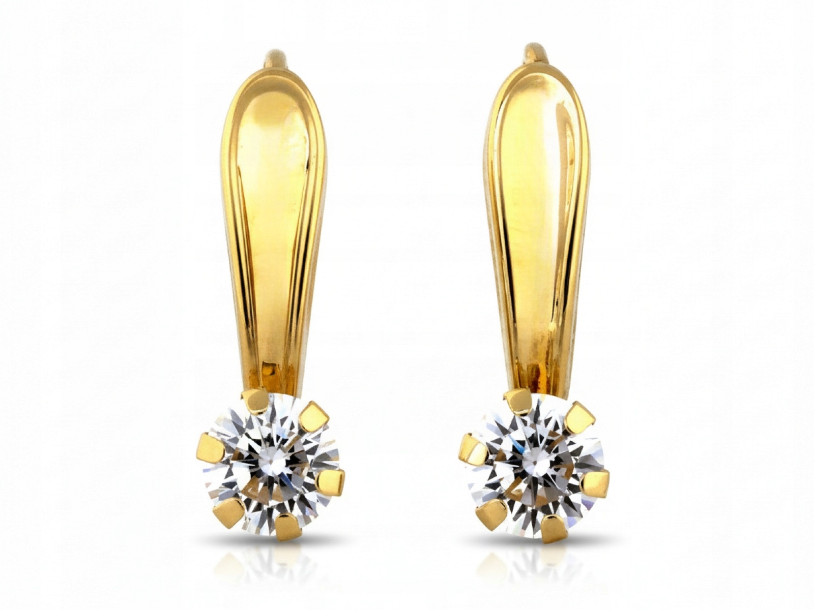 Dámské Náušnice zlaté 585, anglické zapínání se zirkonem pro svaté přijímání