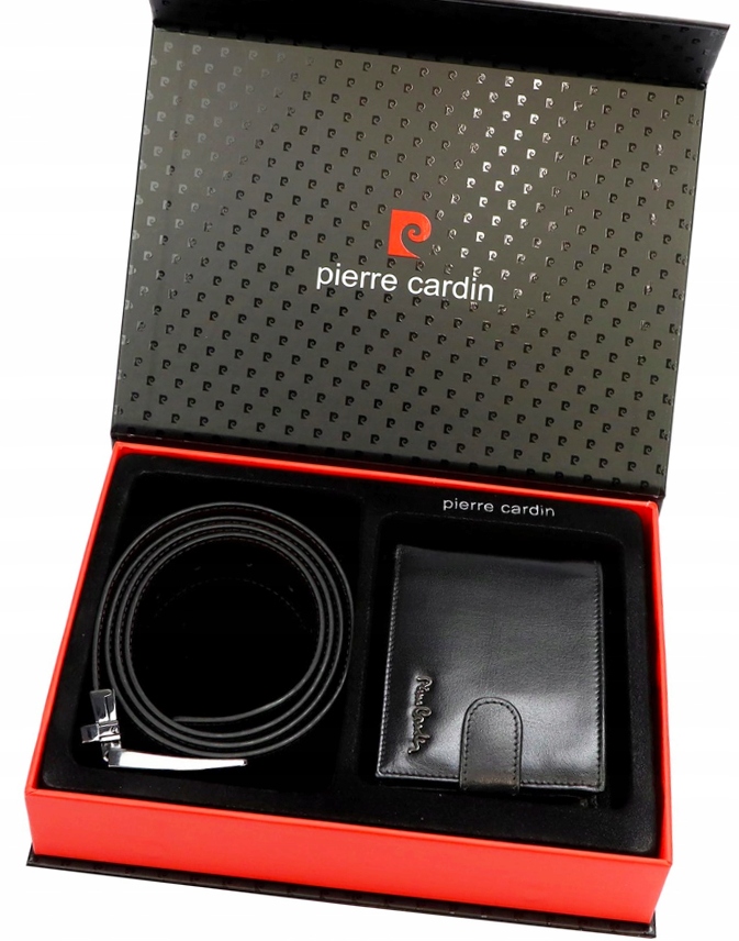 Pánská Kožená Sada Pierre Cardin Malá Peněženka na Zip Pásek Oboustranný