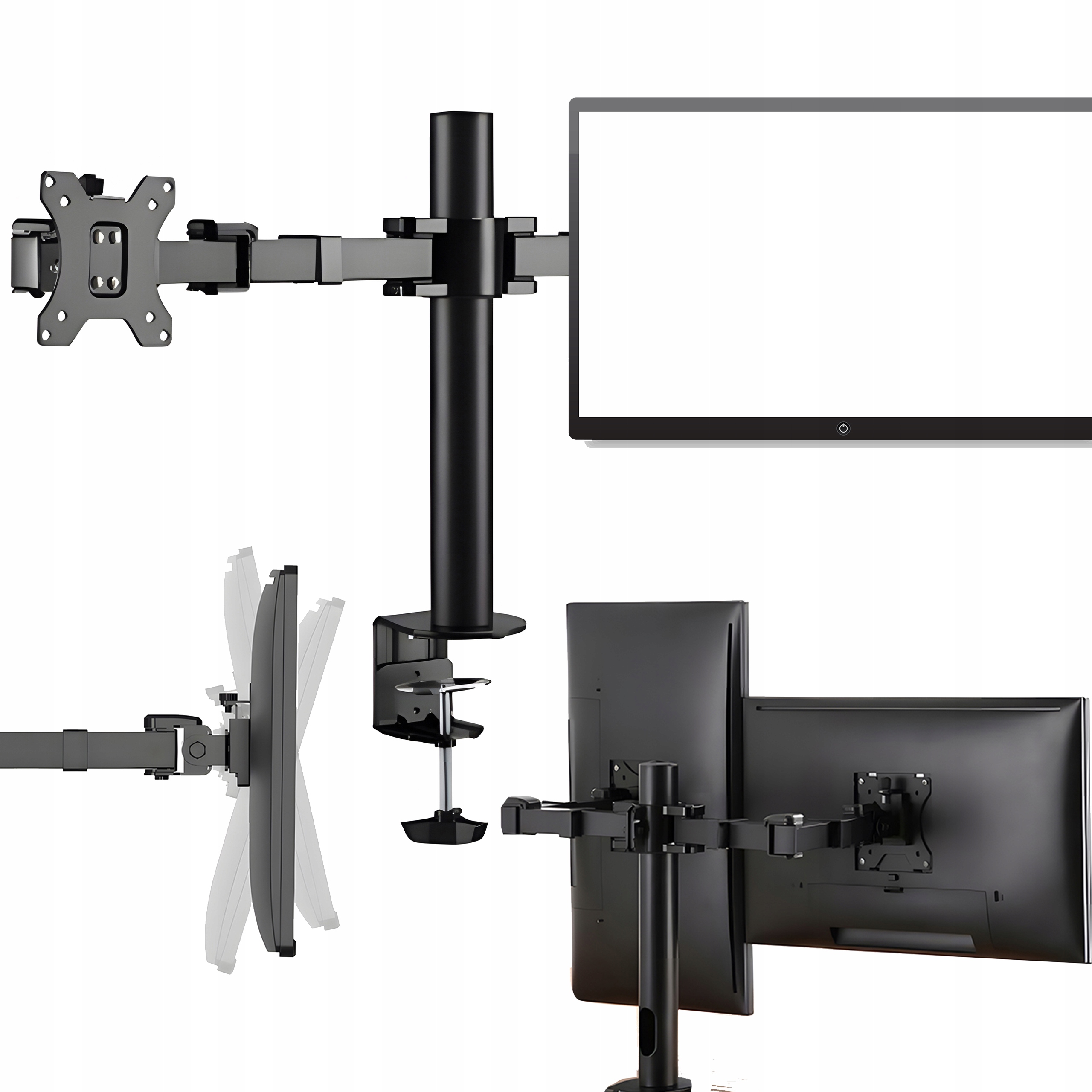 Dvojité rameno pro 2 monitory standard Vesa 17" 32" stolní držák černý