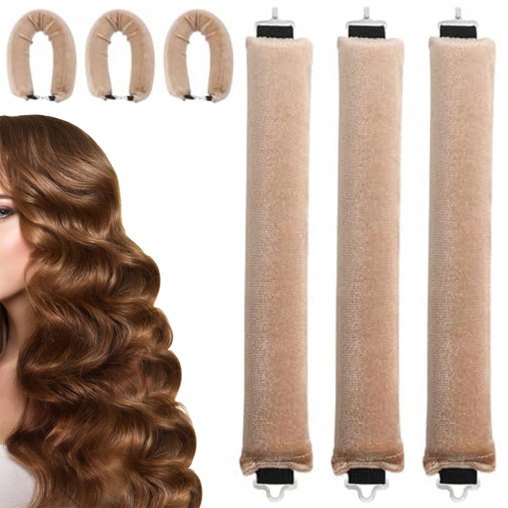 3KS Natáčky Na Vlasy Měkké Papiloty Kulmy Velvet Efekt Blowout Khaki