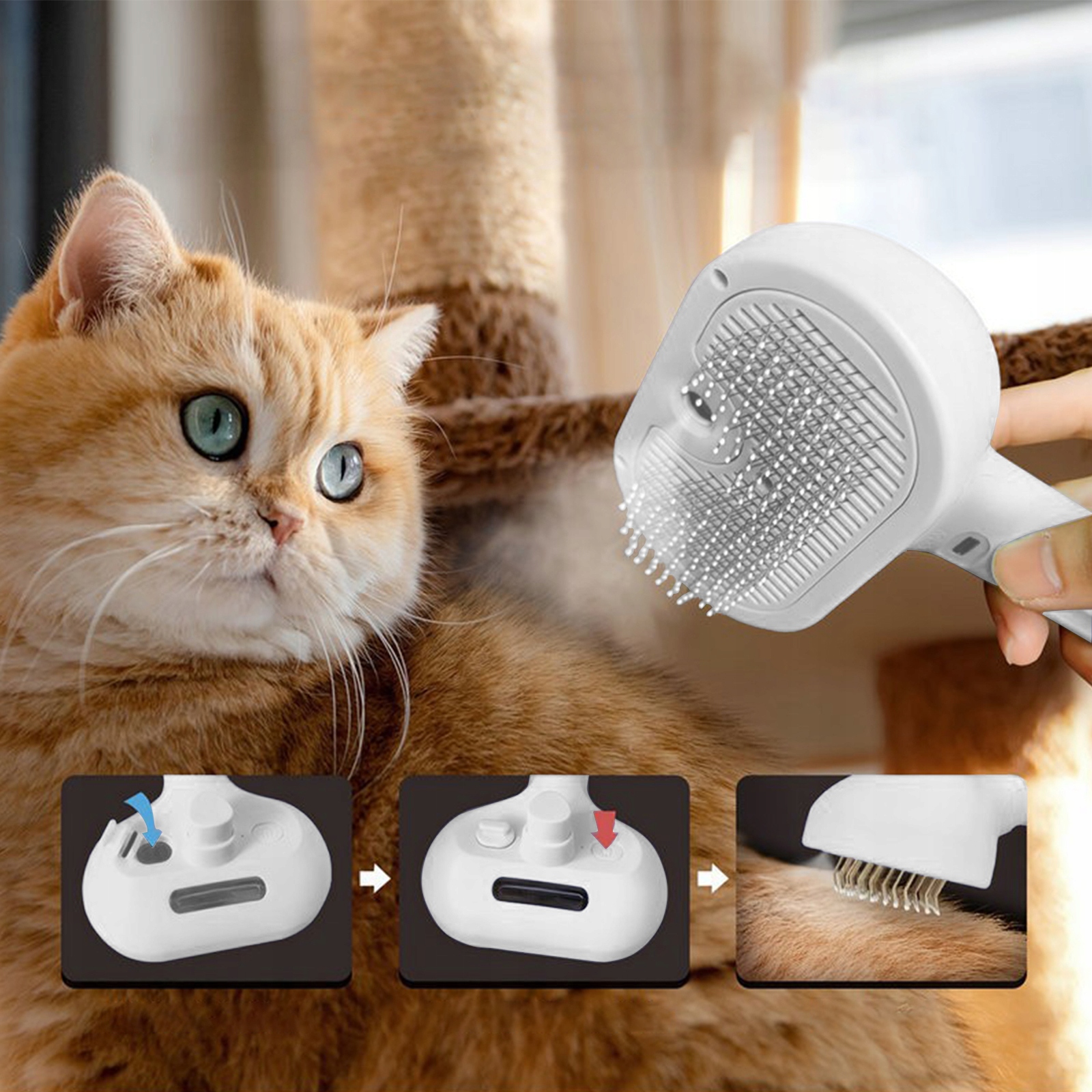 Levně Parní kartáč s funkcí samočištění – pro psy a kočky