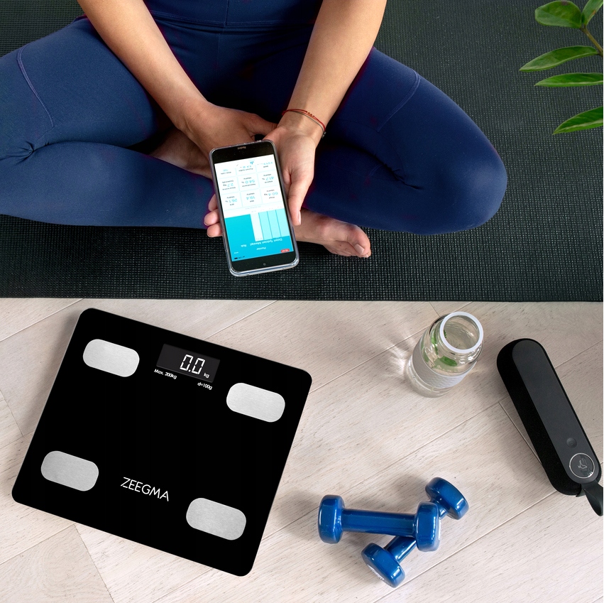 WAGA ŁAZIENKOWA ANALITYCZNA DO 200kg LCD 17w1 BLUETOOTH Kod producenta Waga SMART IOS, ANDROID 17 PARAMETRÓW !!!