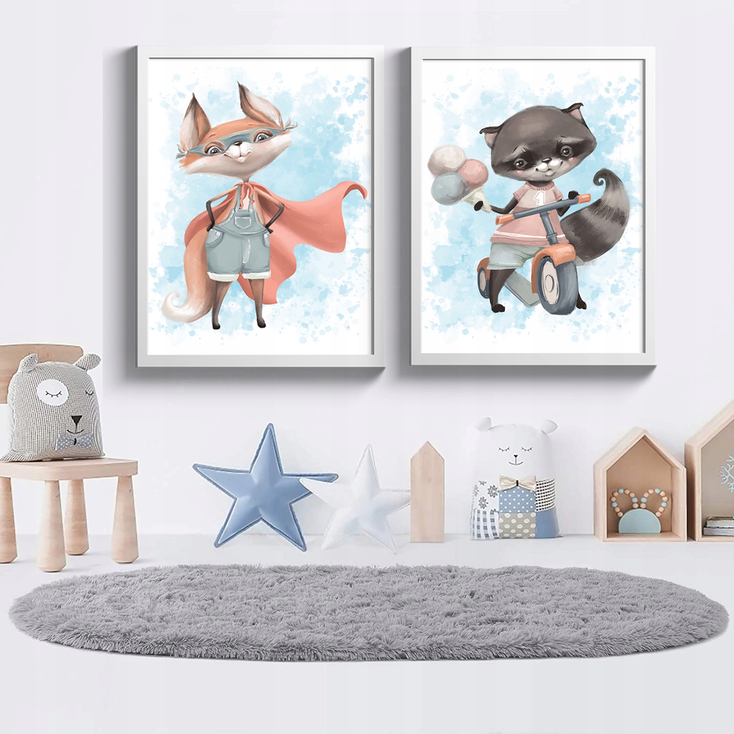 Zestaw 2 obrazki A2 40x50 cm DLA CHŁOPCA PIŁKA NOŻNA SAMOCHÓD AUTO + RAMKI Bohater Inny