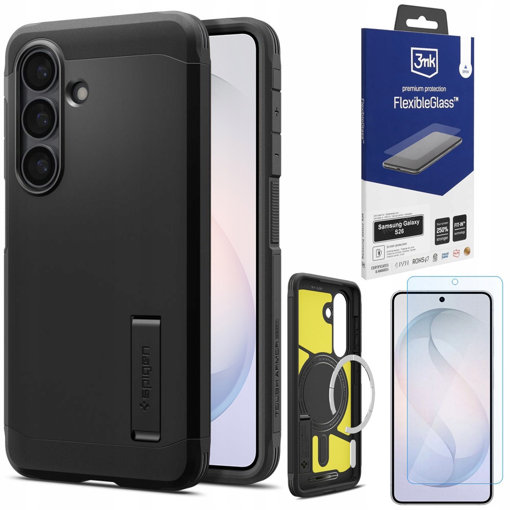 Pouzdro Spigen Tough Armor MagSafe Case Sklo 3mk pro Samsung Galaxy S26