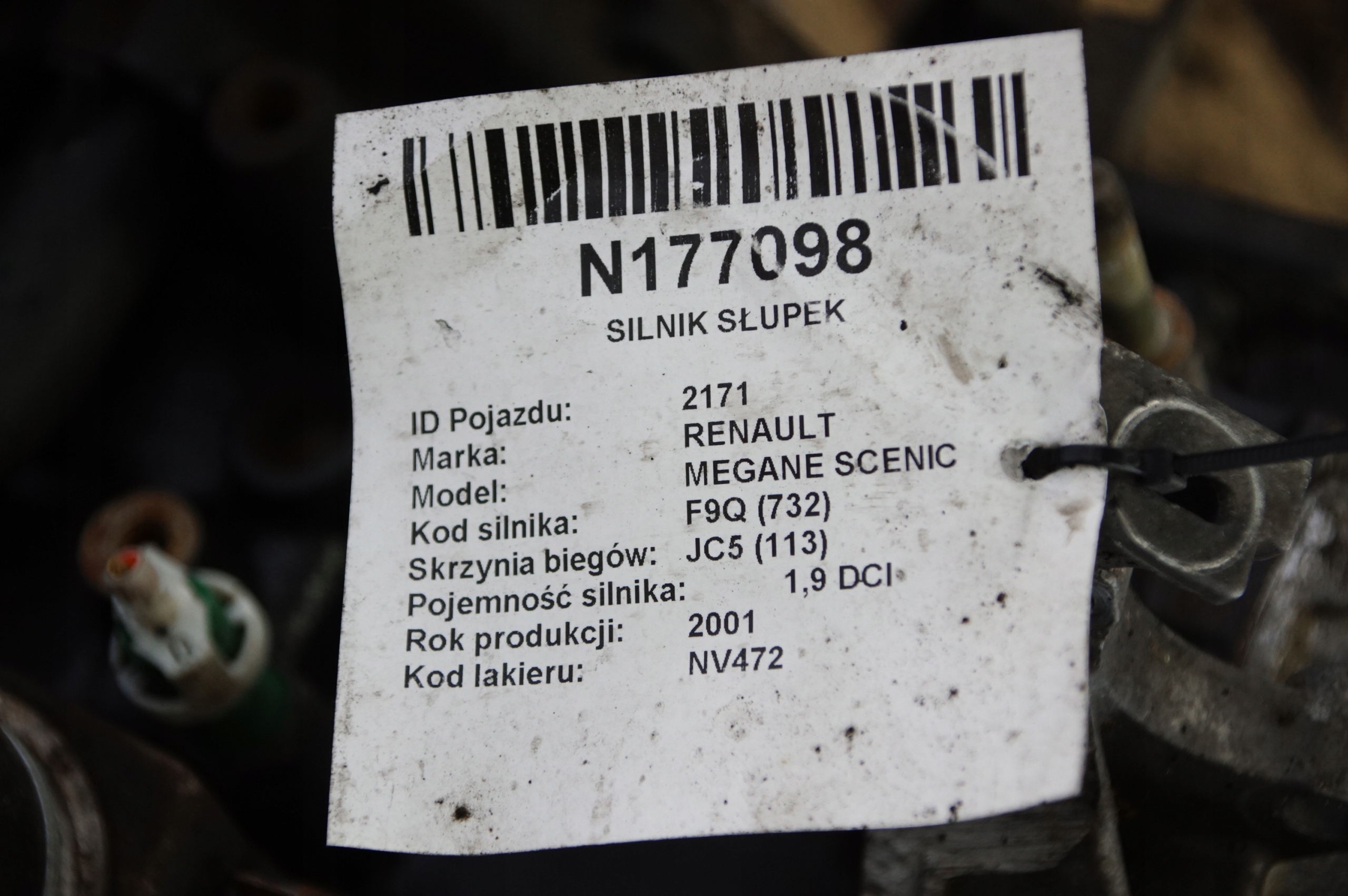 engine pillar 1.9 DCI F8T 102 KM RENAULT MEGANE SCENIC
