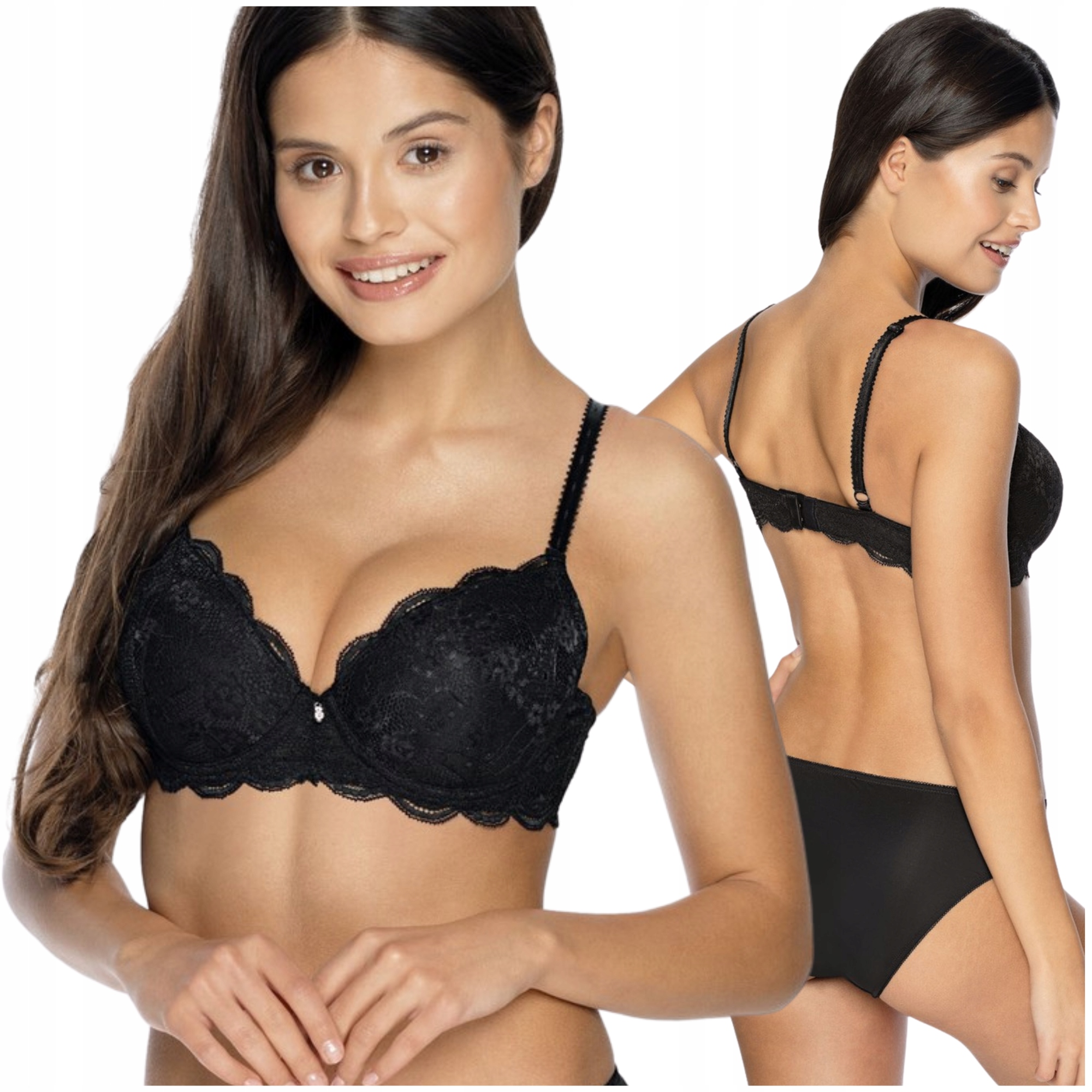 Podprsenka vyztužená krajkovou podprsenkou smyslná černá Viania Ava 75D