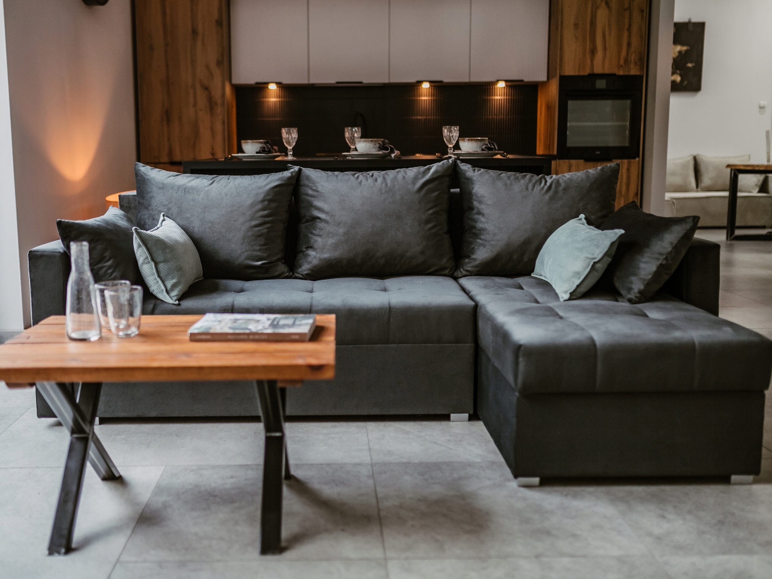 Narożnik z funkcją spania HOT L czarny rogówka Kolekcja HOT