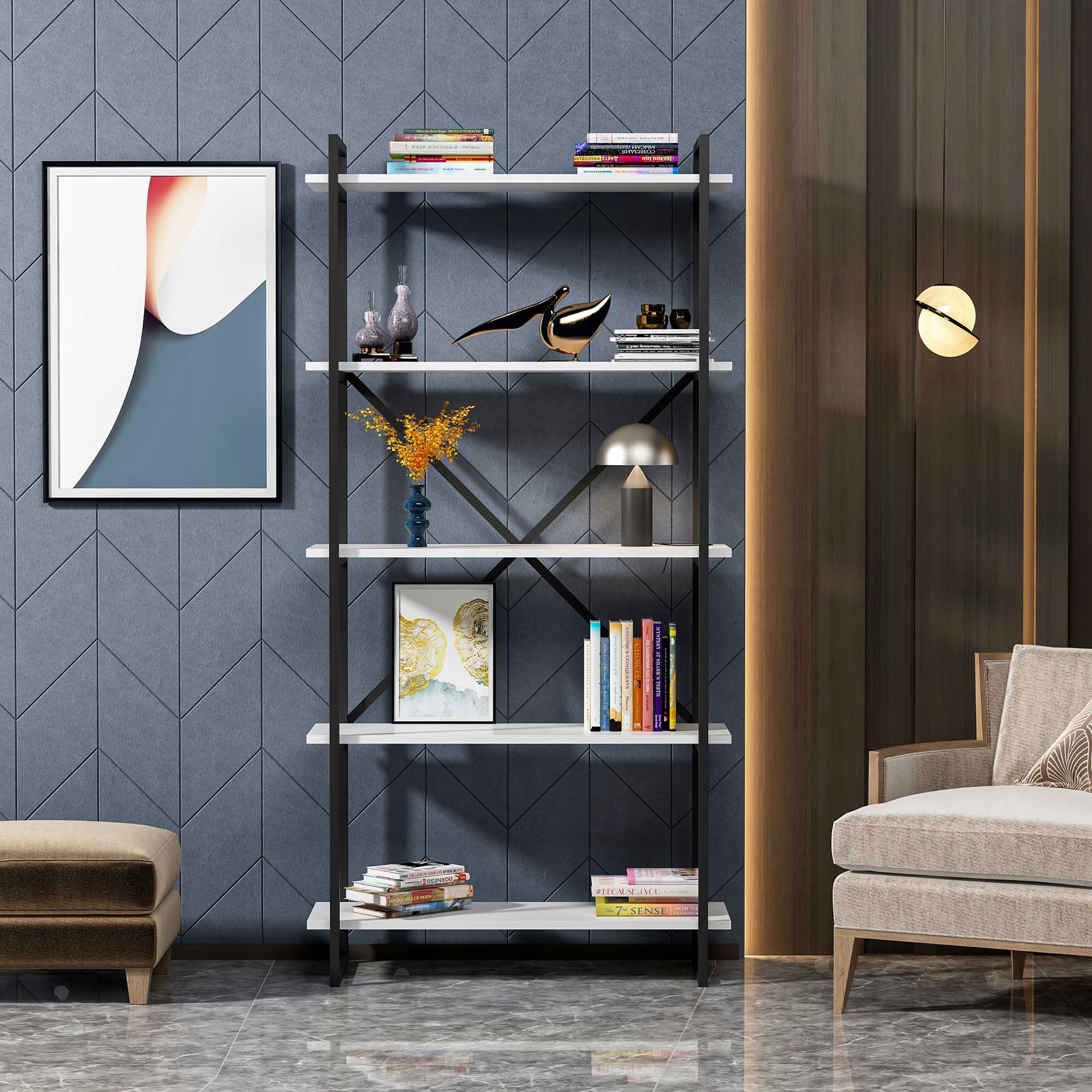 Szafka Półka stojąca ELSTON 900mm czarno/biała Marka inna